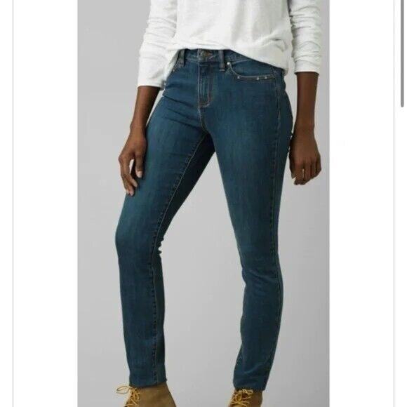 NWT prAna Sienna Stretch Cotton Skinny Jeans Mid Rise 8 / 29 P True Blue #3231 - Picture 1 of 14